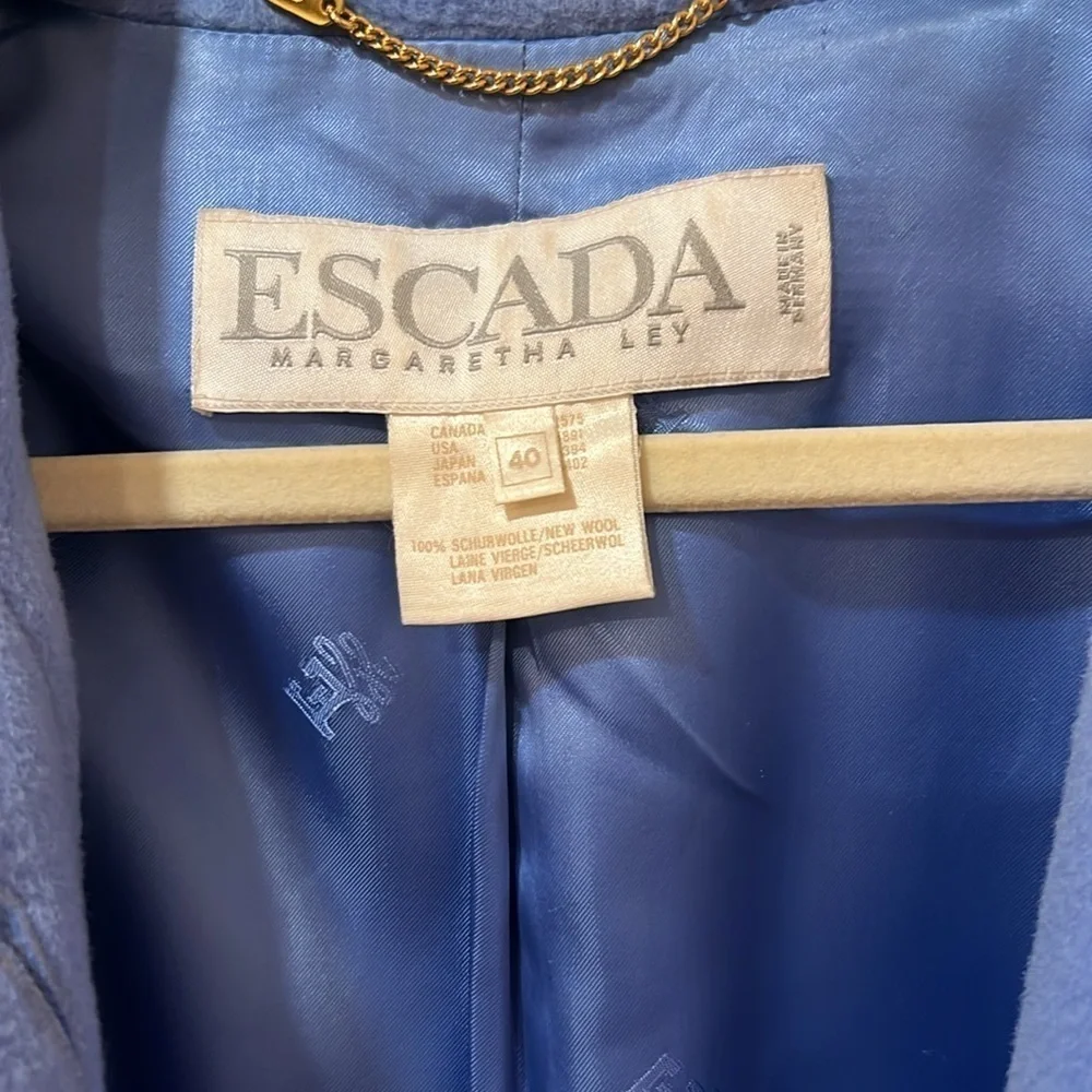 Escada Margaretha Ley Periwinkle/Sky Blue Wool silk lined coat size 40 - Picture 7 of 9